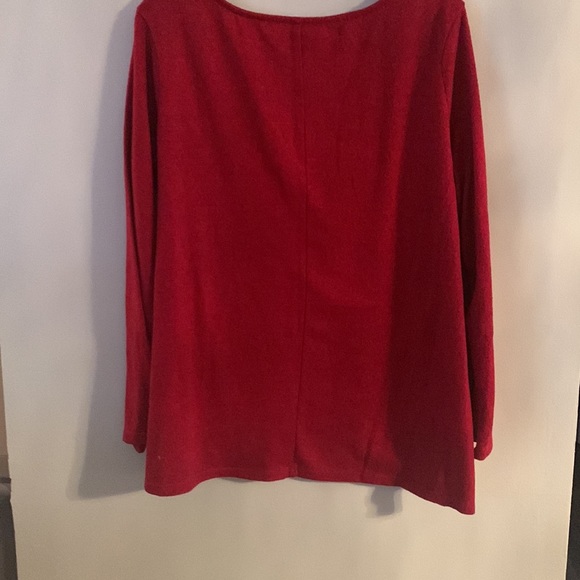 Red long sleeved sweater with rhinestone accents - Picture 3 of 5